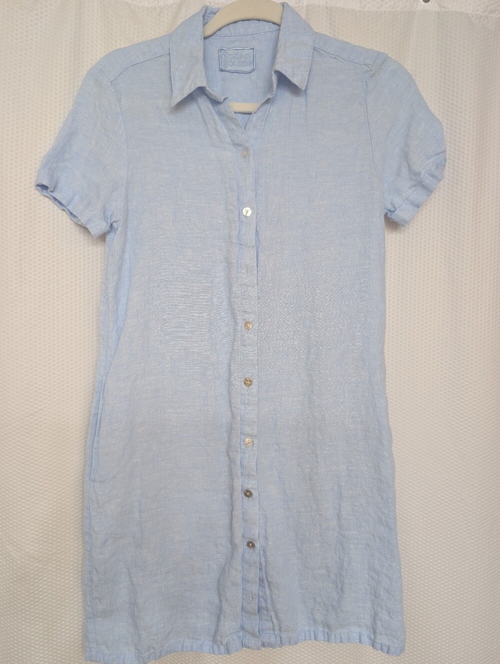 Sigrid Olsen Pale Blue Linen Button-Up Dress